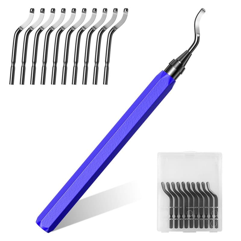 Frevoitna Outil d'Ébavurage Manuel, Ebavureur avec 10 BS1010 Lames de Rechange, Stylo Ebavureur, 360° Rotatif Deburr Burr Remove