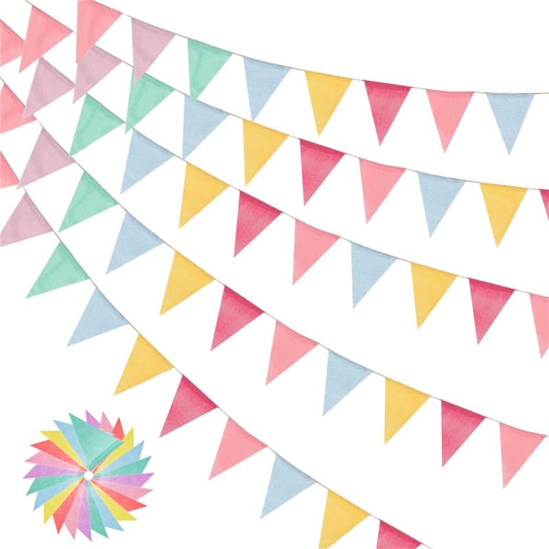 Frevoitna 5 Pièces Guirlande Fanion Exterieur, Drapeau Banniere 4.5M, Guirlande de Fanions Décoration Fanion Multicolore 60 Drap
