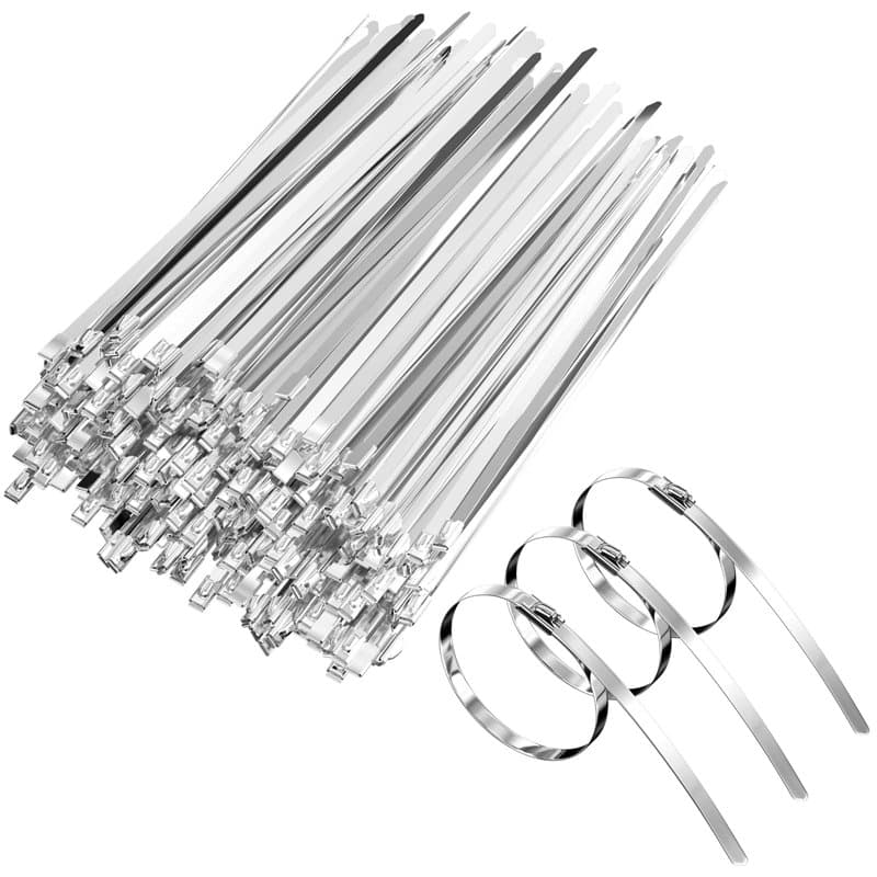 Gvolatee 100 pieces Attache Cable Inox 200mm,Collier de Serrage Inox Autobloquante,Serre Cable Pour Enroulement D'échappement, C
