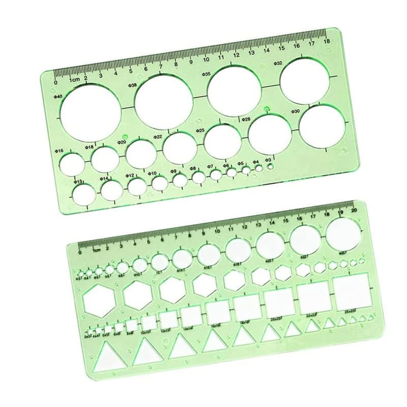 IERCZA Modèles de Mesure en Plastique de 2 Pièces Normographe Geographie,Normographe pour Croquis et Schémas,Regle Pochoir,Gabar