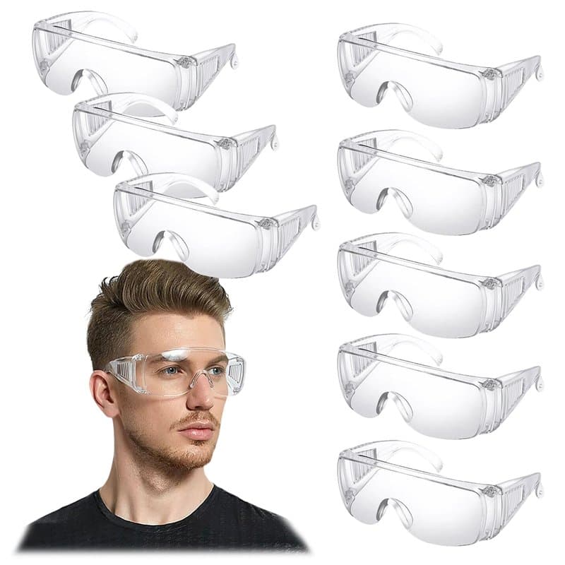 MINZHI Lot de 8 lunettes de protection, lunettes de travail, lunettes de protection transparentes, lunettes de protection des ye