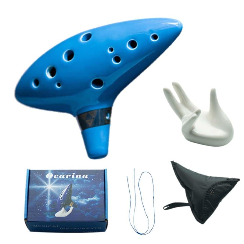 Ocarina,ocarina en céramique Zelda,Céramique Alto C Instrument de Musique,12 Trous Ocarina,Livré avec repose main, étui de prote