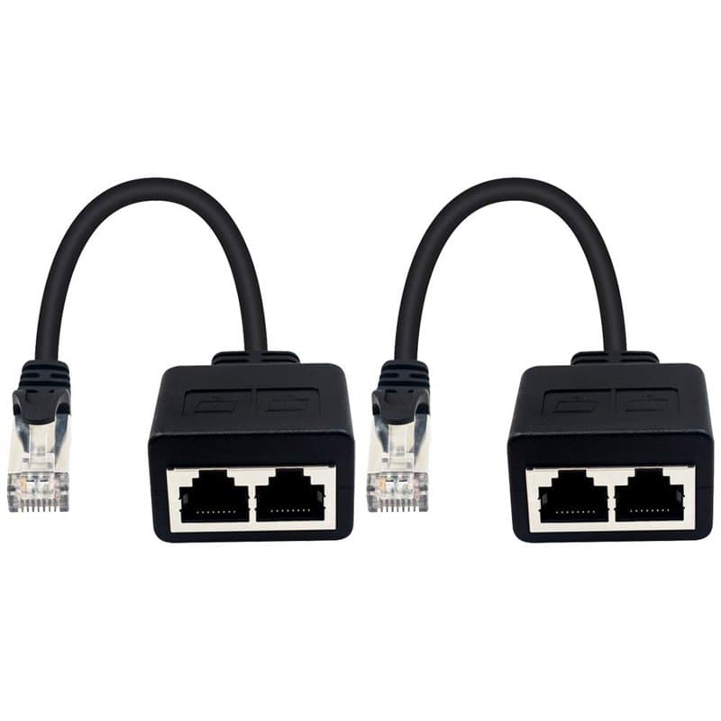 Duttek (1 Paire) Adaptateur RJ45 1 mâle vers 2 Femelles pour Extension de câble Ethernet LAN de Cat. 5/6. (Utiliser simultanémen