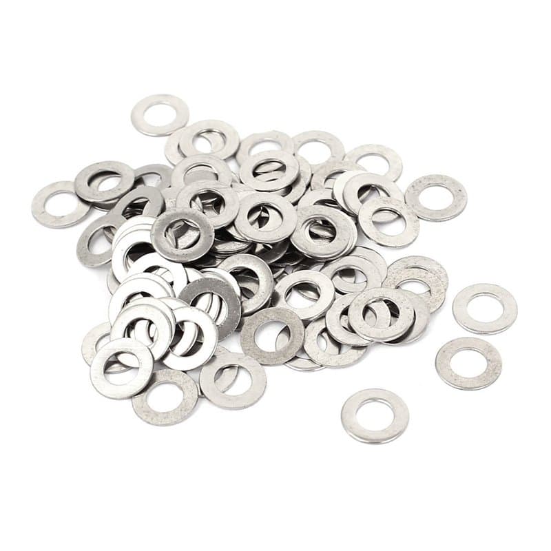sourcingmap M5x10mmx0.5mm Rondelle Plate en Acier Inoxydable Rond pour Vis à Boulon 100Pcs