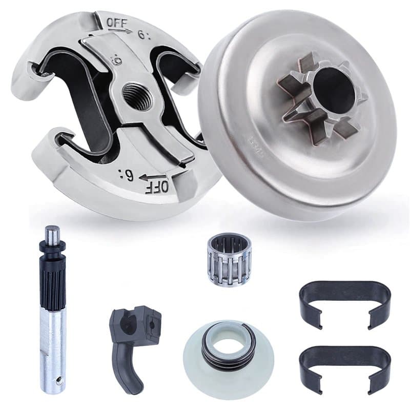 Adefol Pignon et Embrayage pour Husqvarna 345 445 340 450, Pignon de Chaîne .325'' Pas 6 Dents + Tambour d'embrayage + Roulement