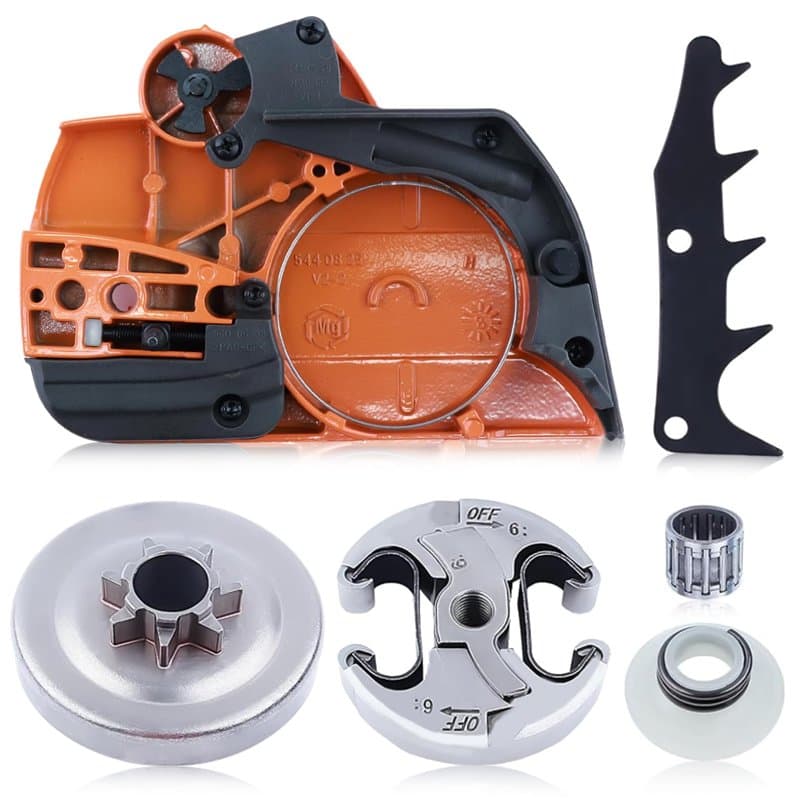 Couvercle d'embrayage avec Pignon pour Husqvarna 445 450, ADEFOL Couvercle + Embrayage + Cloche Embrayage + Vis sans fin + Roule