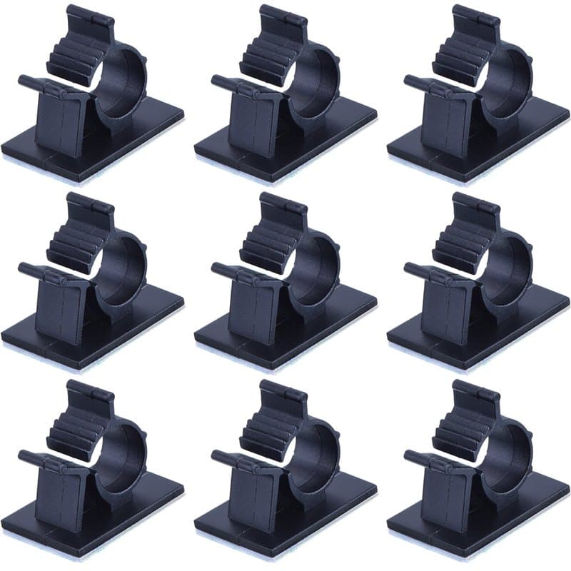 EBOOT Câbles Adhésifs Réglable Clips de Câble Nylon Porte Fil de Serrage, Noir, 50 Pack