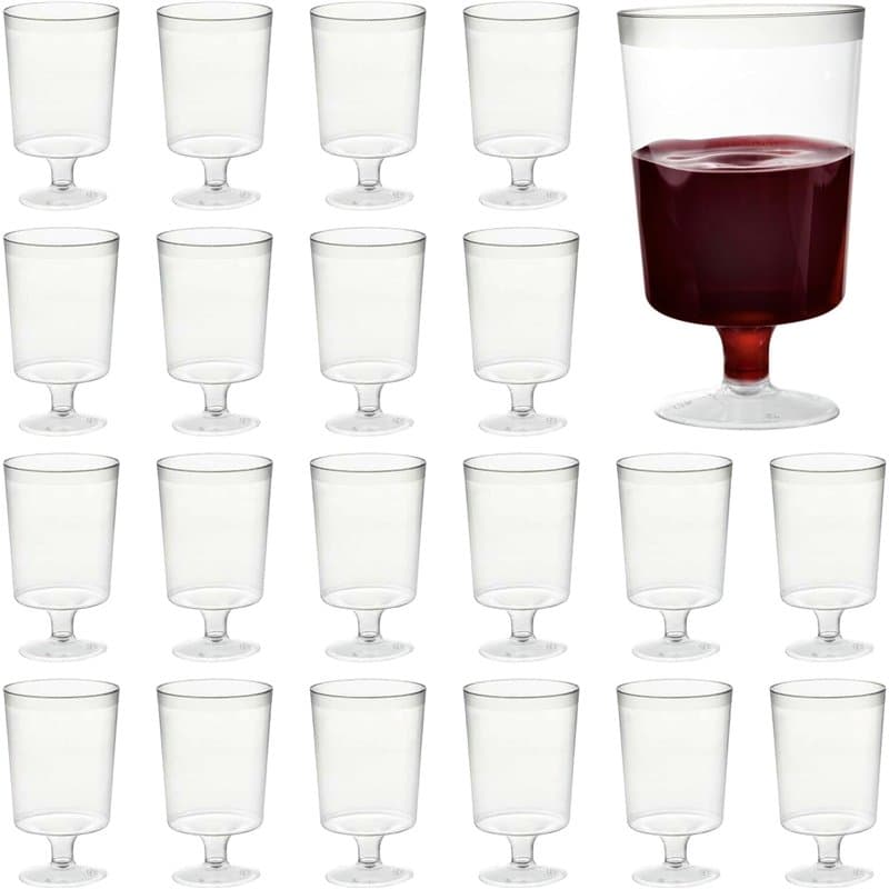 MATANA 50 Verres à Vin en Plastique, Transparent (160ml) - Verres Solides et Réutilisables pour Cocktails, Desserts - Coupes à V