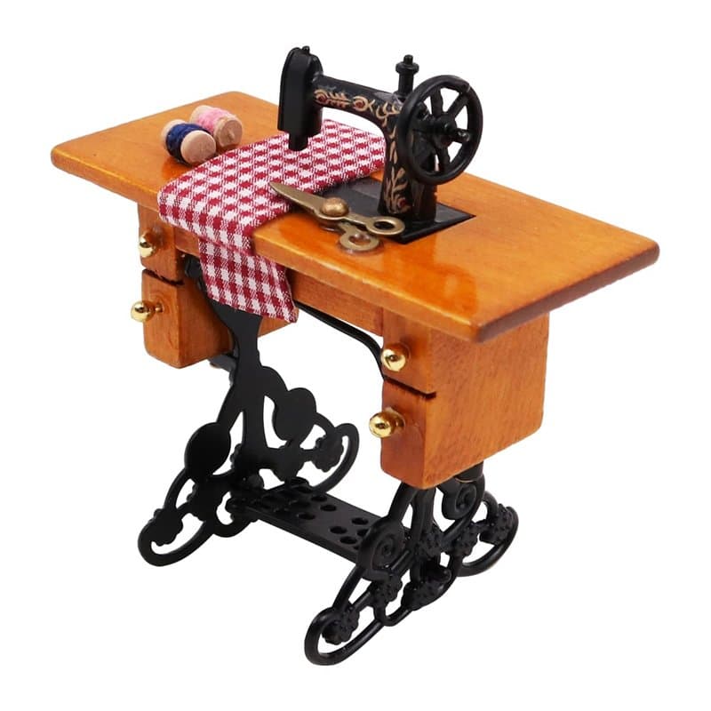 WANGCL Mini machine à coudre vintage 1/12 pour maison de poupée, accessoires de maison de poupée, meubles de maison de poupées e