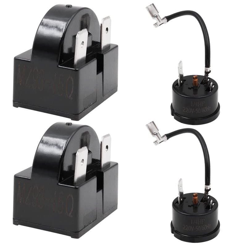 WANGCL Lot de 2 relais de démarrage de compresseur 3 broches 15 Ohm + 2 protecteurs de surcharge de compresseur 1/4 HP pour répa