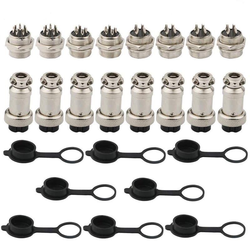 RUNCCI-YUN 8pcs 5 A 16 mm 4 broches/ 5 Pins/ 8 Pins/L'aviation connecteur Plug+ 8 pcs en caoutchouc capuchon de protection (méta