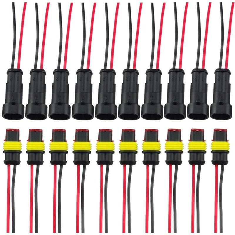 CESFONJER Voiture Fiche Etanche, Électrique Prise Mâle et Femelle, AWG Connecteur Etanche Electrique (2 Broches avec 8cm Fil × 1