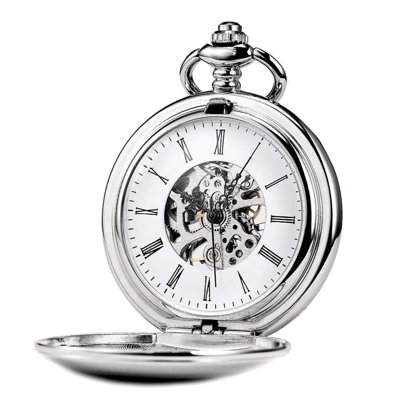 Treeweto Montre de Poche Mécanique pour Homme - Roman Numérique avec Chaîne Antique Boîte Cadeau