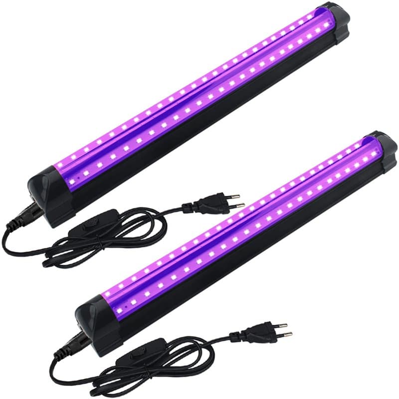 Eleganted 395nm 10W Tube LED Lumière Noire, 2pcs 48Leds Barre de Lumières UV, Lumière DJ Disco, Black Light pour Halloween Noël