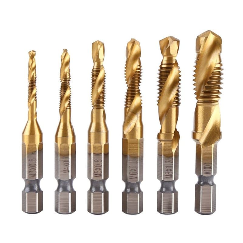 DEWIN Foret Taraudeur, Jeu de Taraud Filetage Métrique Taraudage M3 M4 M5 M6 M8 M10 Coffret Forets et Tarauds HSS Revêtus de Tit