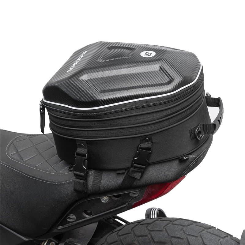 ROCKBROS Sac de Selle Moto, Top Case Universel 30-35L, Valise Coffre Étanche avec Housse de Pluie, Bagage Réfléchissant Extensib