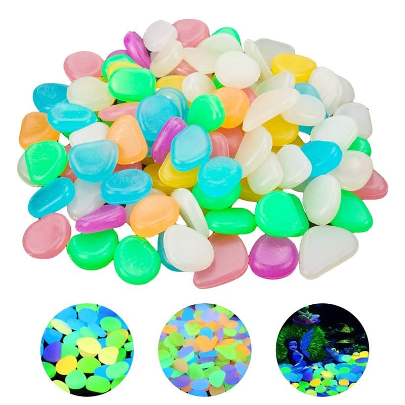 YSDMY Pierre Lumineuse Colorées 100 Pcs Cailloux Aquarium Decoration Galet Aquarium Fluorescent Probablement 1,8 à 3 cm Galets D