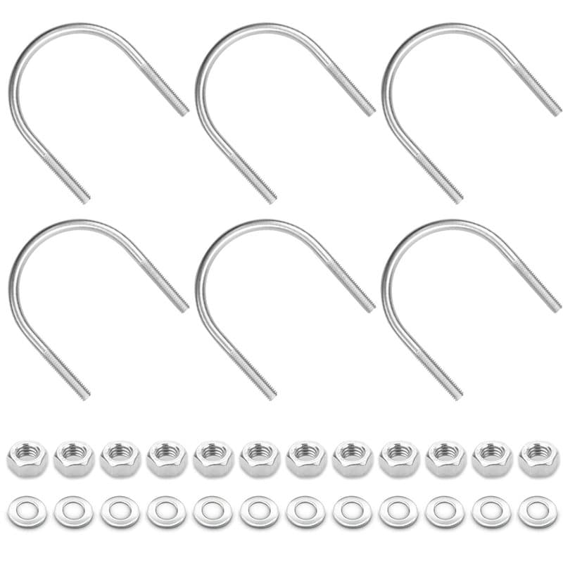 YEYIT Lot de 6 boulons en U en acier inoxydable 304 M6 x 51 mm u bolt stainless durable antirouille boulons en u avec rondelle d