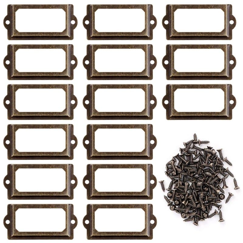 Lot de 30 porte-étiquettes en métal pour meubles, tiroir, armoire, porte-badge, plaque d'identification, cadres avec vis