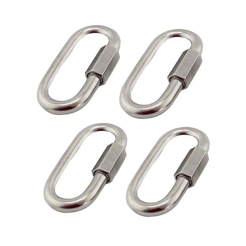 BuxiuGK Lot de 4 M6/0.24" Maillon Rapide en Acier Inoxydable 304, Mousqueton INOX à Vis Ovale en Forme de D Très Résistants pour
