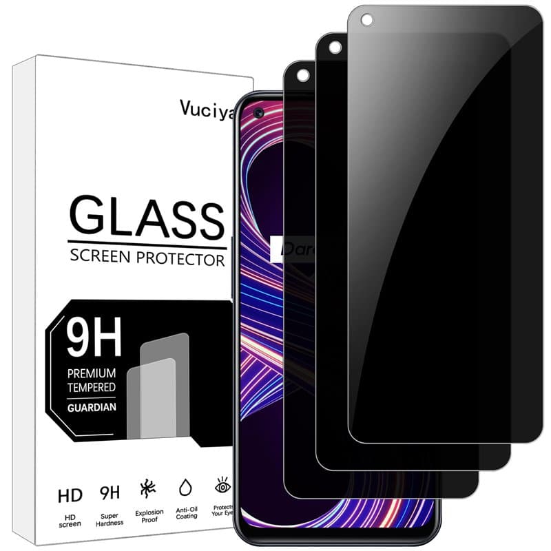 Vuciya Lot de 3 Anti-Espion Verre Trempé pour Realme 8/Realme 8 Pro Glass écran Protecteur,Dureté 9H, Anti Rayures,sans Bulles,A