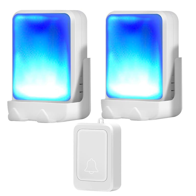 Sonnette de porte flash avec 7 couleurs de lumière vive et 4 volumes - Sonnette sans fil de 182,9 m - À la maison/au bureau - Co