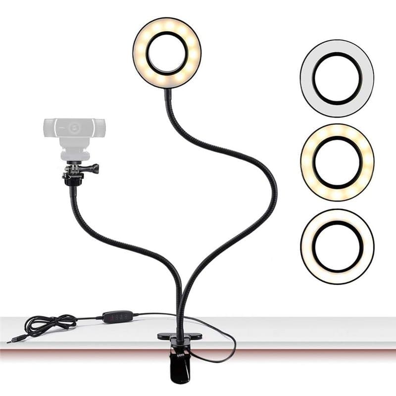 Support d’éclairage de Webcam pour Live Stream, éclairage annulaire avec Support de Webcam pour Logitech C920s StreamCam,C925e,
