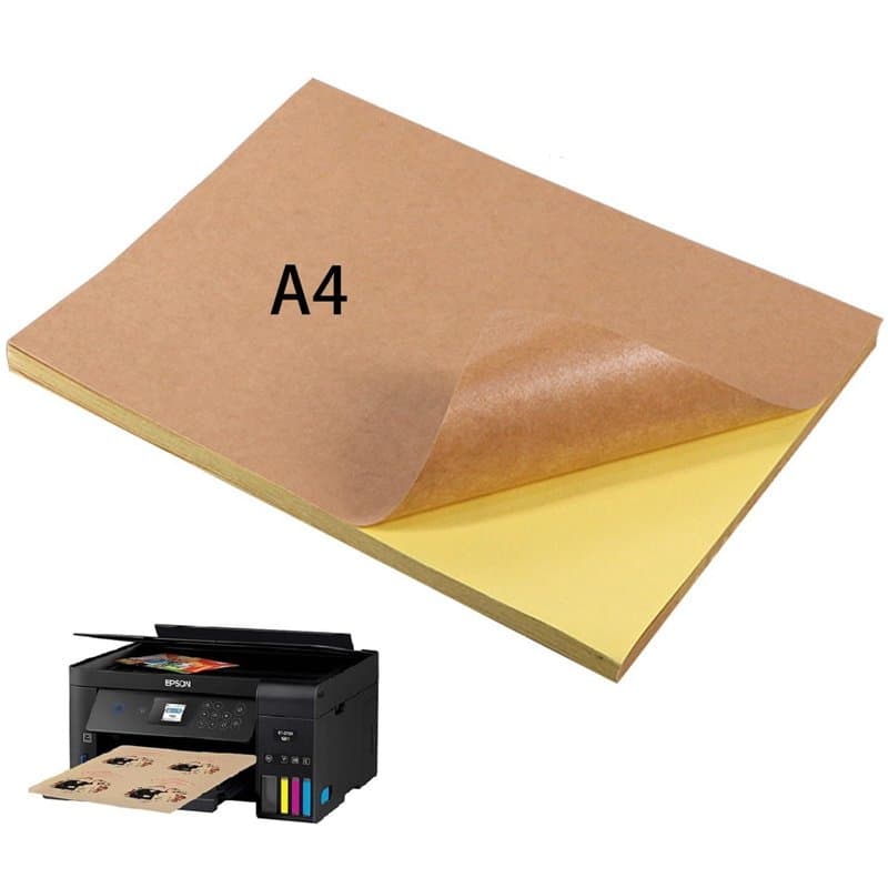 Papier Autocollant Kraft A4,30 A4 de papier kraft imprimable et Autocollant Feuilles Papier Kraft Imprimable pour Étiquettes Fai