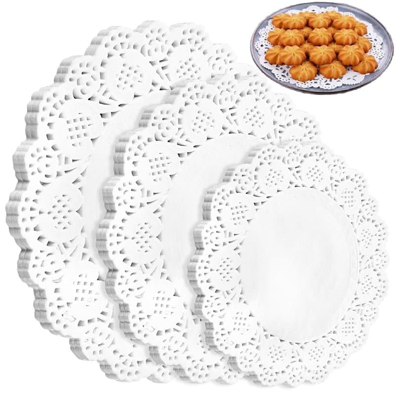 Dentelle Napperons Papier,150 Pcs Napperon en Papier Rond Tortenspitze Papier Runde Spitze Papiermatten Tischsets pour Décoratio