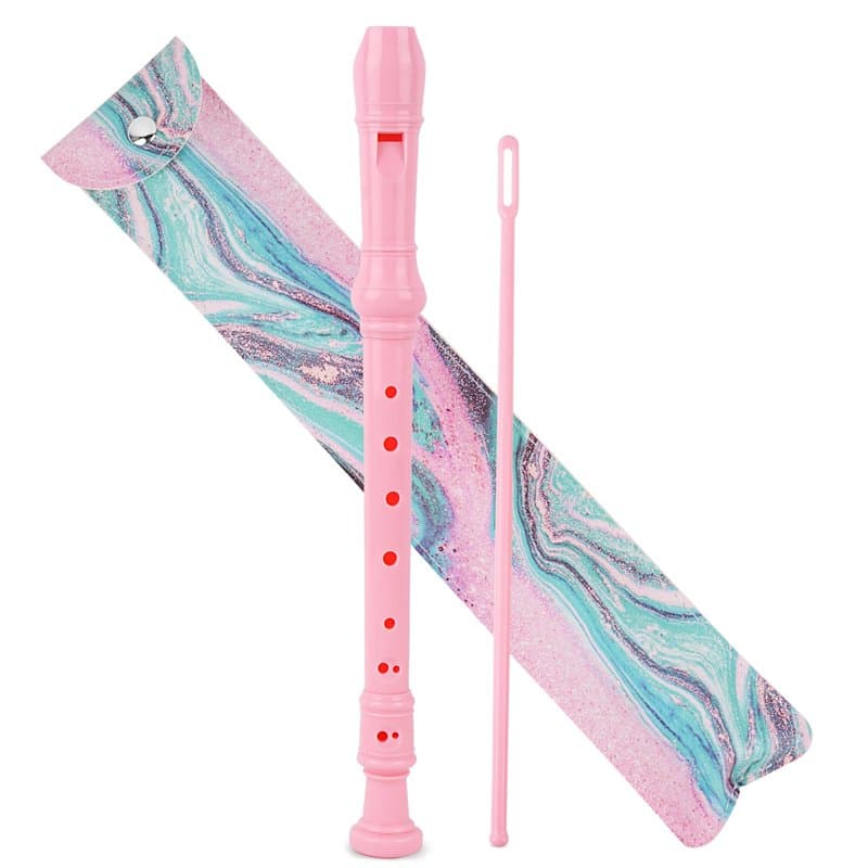Czzmy Flûte à bec soprano,avec sac en cuir pu, tige de nettoyage et tableau des doigtés,8 trous C clé Flûte à bec doigté baroque