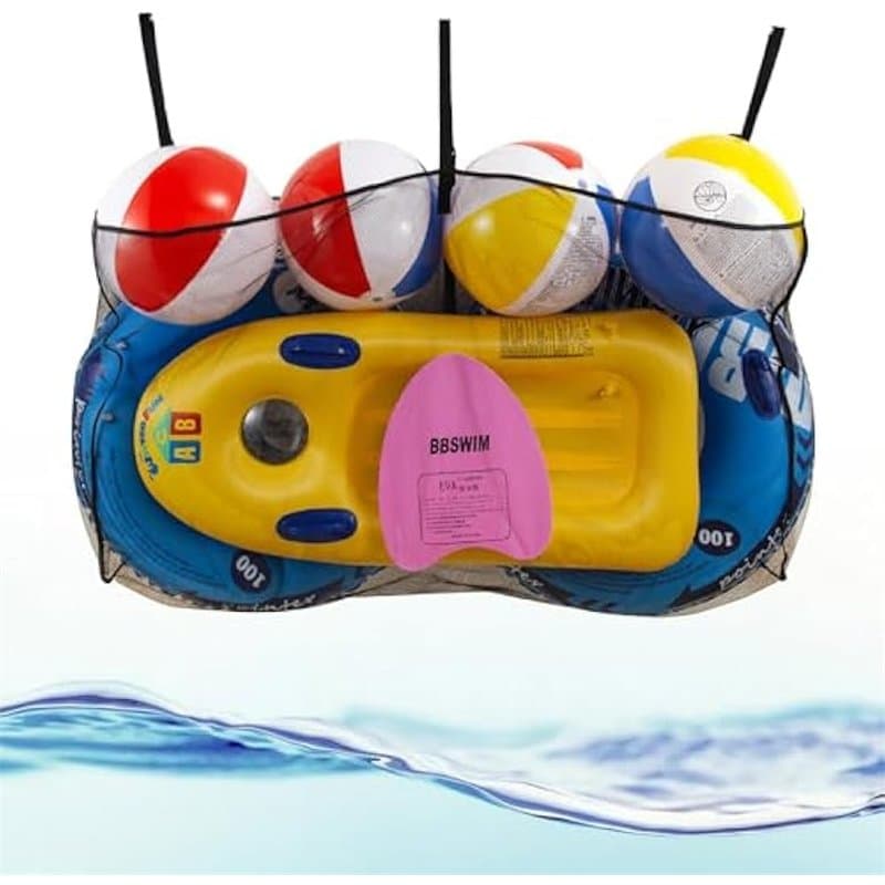 Sac de rangement pour jouets de piscine, flotteurs de piscine, sac de rangement à suspendre pour ballons, flotteurs, jouets gonf