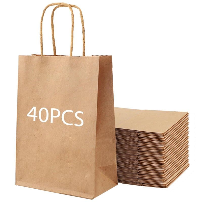 Sac Cadeau Kraft - Sac Papier Kraft- Sac Kraft avec Poignée - 40 pcs Sacs Kraft Petit Format pour Cadeaux, Noël, Anniversaires e
