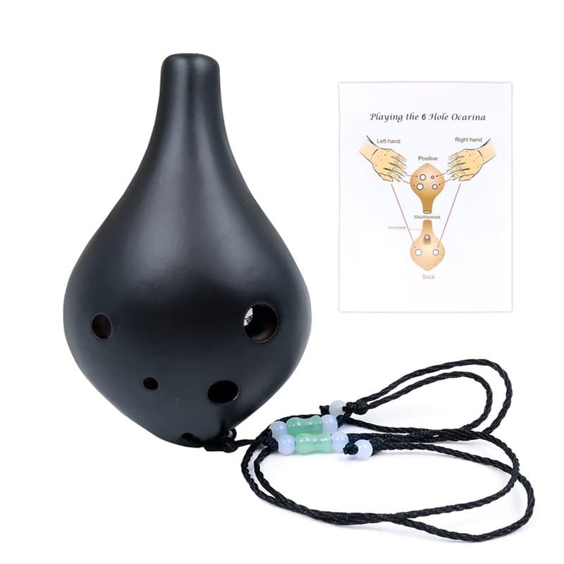 Alnicov Ocarina à 6 trous, en céramique Alto C, marron fumé, en céramique émaillée, beau design, parfait pour les débutants