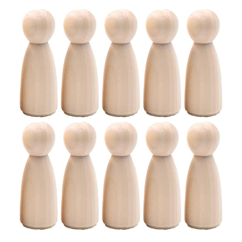 10 Pièces Figurines en Bois à Peindre,Poupées à Chevilles Non Finies,pour Artisanat DIY,Décoration Fête, Mariage, Anniversaire,