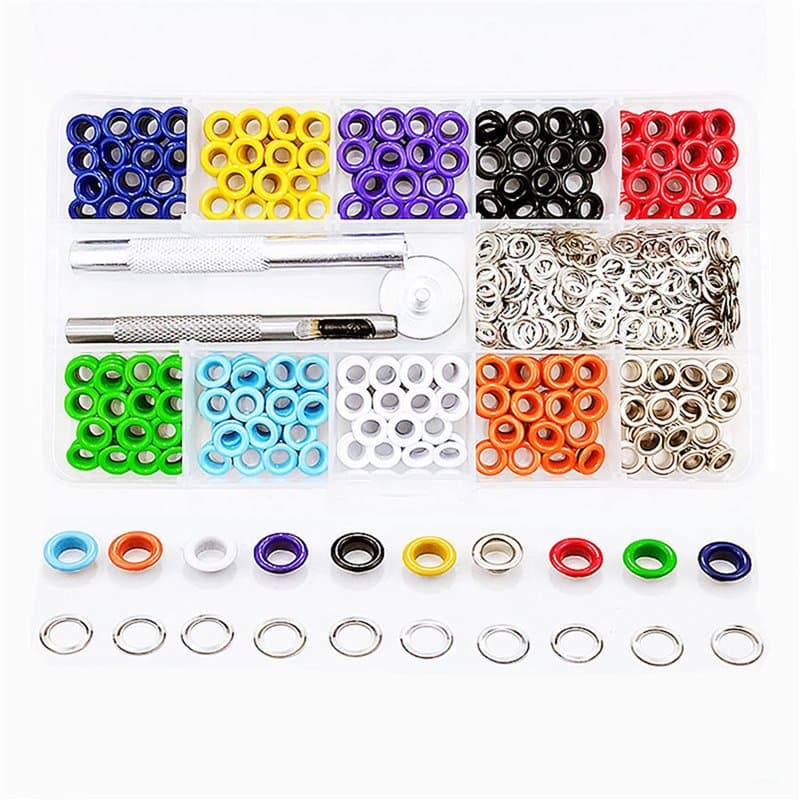 Ensembles Oeillets, 400 pièces 5 mm Kit d'Oeillets Metal Ensembles Oeillets Grommet Kit Oeillet avec 3 pièces d'installation Kit
