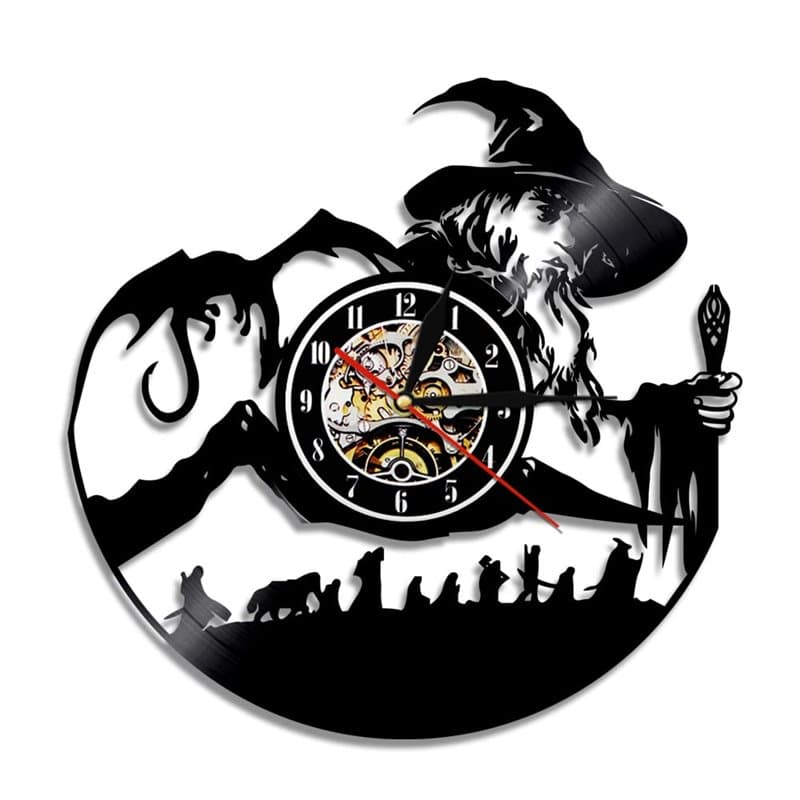 Smotly Horloge murale numérique en vinyle, sur le thème du Seigneur des Anneaux, une horloge murale cadeau pour les amoureux.
