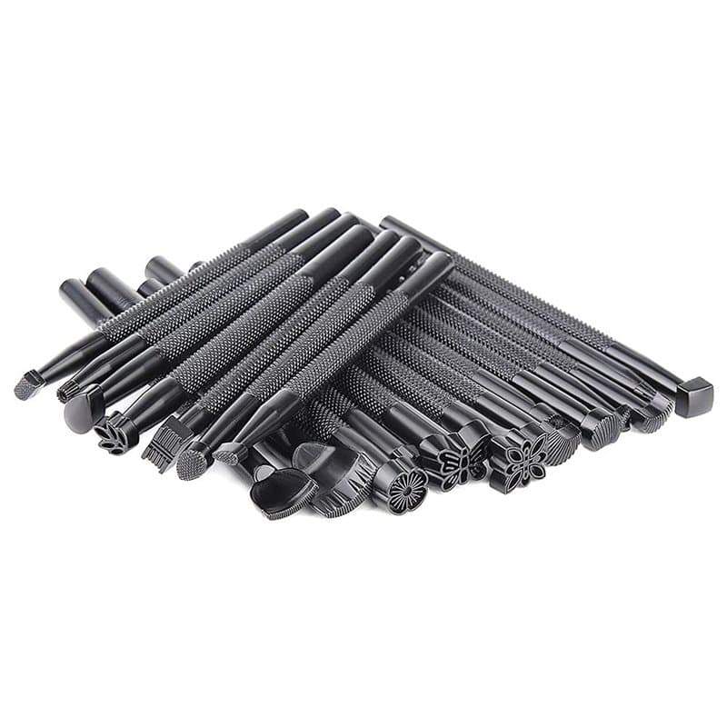 CENPEK Lot de 20 outils d'estampage du cuir de différentes formes pour fabrication de selle, outils de sculpture pour artisanat