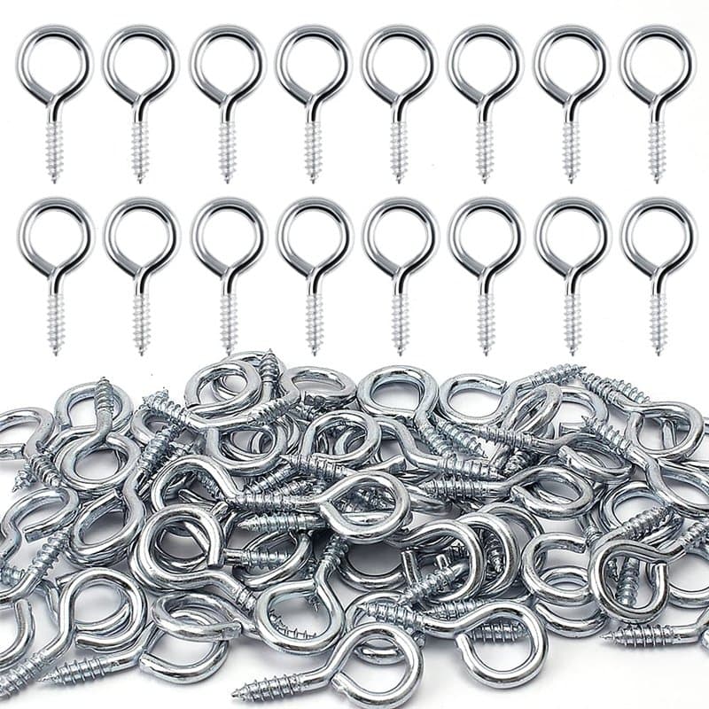 Vis à Œillet, 60Pcs Crochet à Visser, Crochet à Œil en Acier au Carbone, Épingle à Œil à Crochet Galvanisé pour Quincaillerie Pr