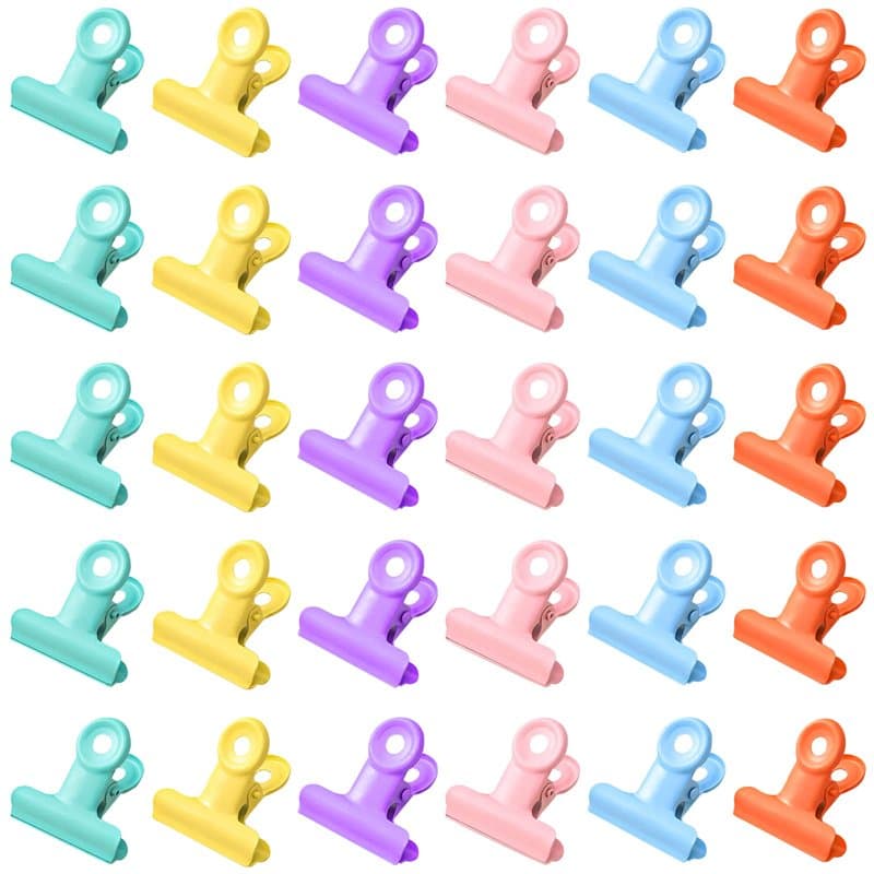 UTMACH 30 Pièces Couleur Pince Bulldogs Métal Charnière Clips Petits Pince de Bouledogue Bulldog Clips Pinces de Papier 30mm pou