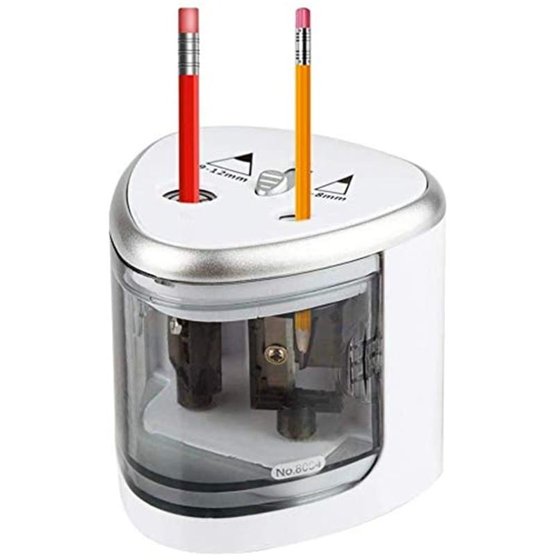 Taille-crayon électrique, gris double trous Taille-crayon électrique Crayons de couleur Outil Sécurité Design pour salle de clas