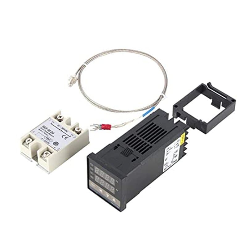Contrôleur de température intelligent PID, contrôleur de température numérique REX-C100 + relais à semi-conducteurs 40A + thermo
