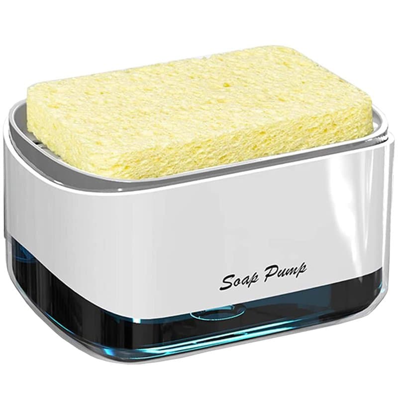 Nordun Distributeur de Savon Liquide avec Porte-éponge 2 en 1,Distributeur Liquide Vaisselle,Distributeur de Pompe à Main en Pla