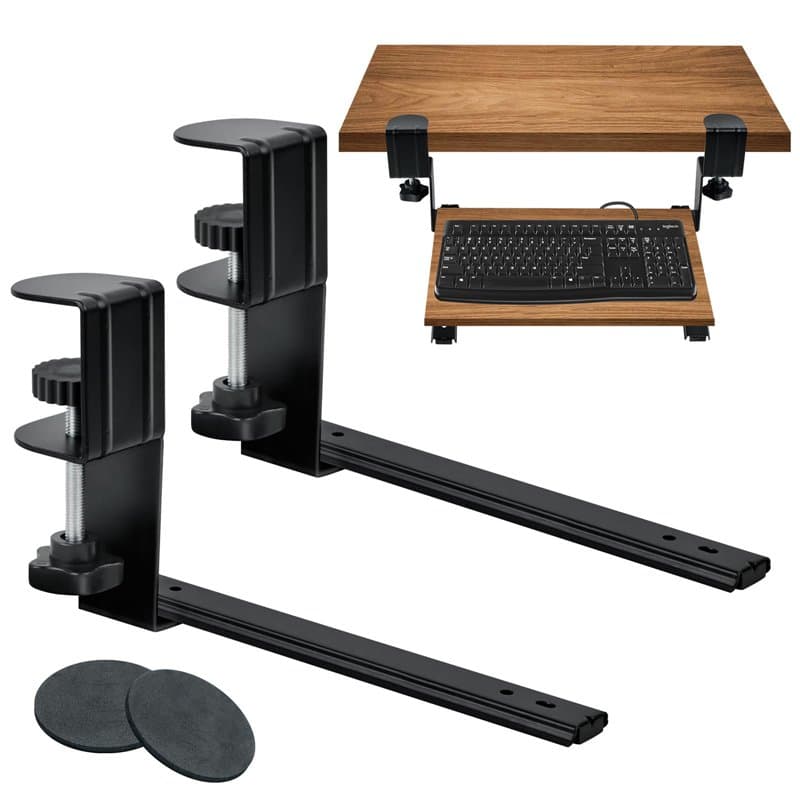 xiruiubao Support Clavier Coulissant, Supports D'étagère pour Clavier, Plateau pour Clavier sous Bureau avec Pince en C, Plateau