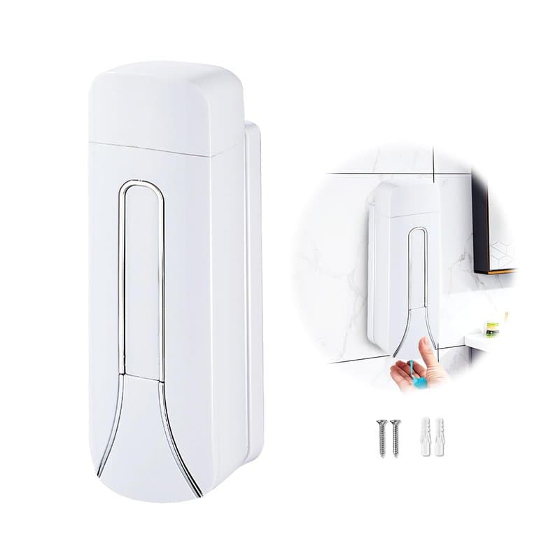 Distributeur de Savon Mural, Soap Dispenser pour Douche 350ml pour Cuisine Salle de Bain WC pour Gel Shampoing (Blanc)