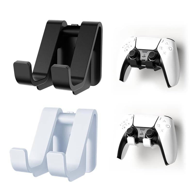 Support Manette, Porte Casque Mural Bureau Gamer pour PS4, PS5, Xbox One, Switch Accessoires de Jeu Noir et Blanc, 2 Pièces