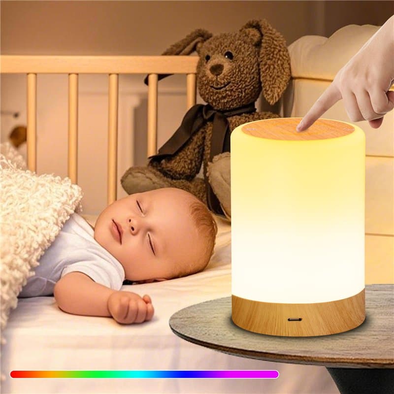 Lampe de Chevet Tactile LED 256 Couleurs, Intensité Variable, Mode Chaud/Froid, Dotée de Veilleuse Adulte Sans Fil & Rechargeabl