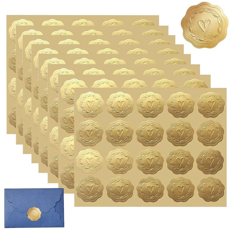 Yoezuo 160pcs Autocollants de Sceaux, Étiquettes de Sceaux de Relief Auto-Adhésives, Autocollants de Motif de Fleur pour Invitat