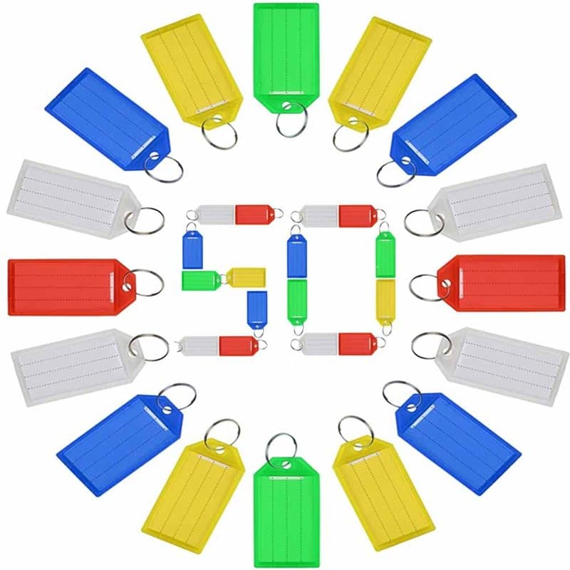 integrity.1 50pcs Etiquette d'identification de Porte-cles en Plastique Couleur variee Porte Étiquettes Cle à Bagages en Plastiq