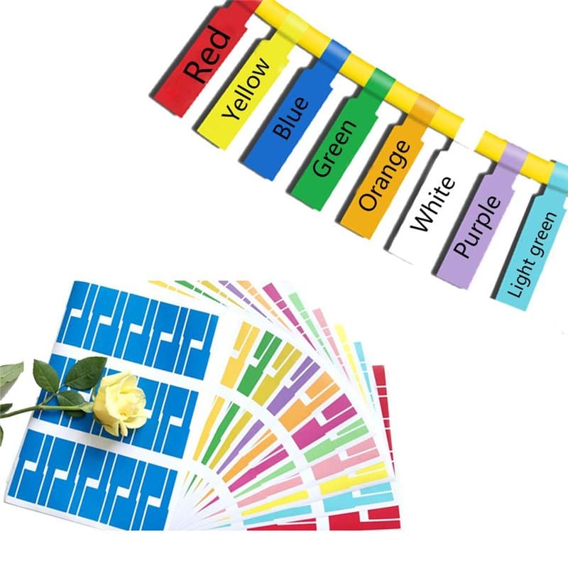 Étiquettes de câble auto-adhésive Étiquette 8 couleurs 8 feuilles 240 Étanche Résistant à la déchirure, aux UV Étiquette de câbl