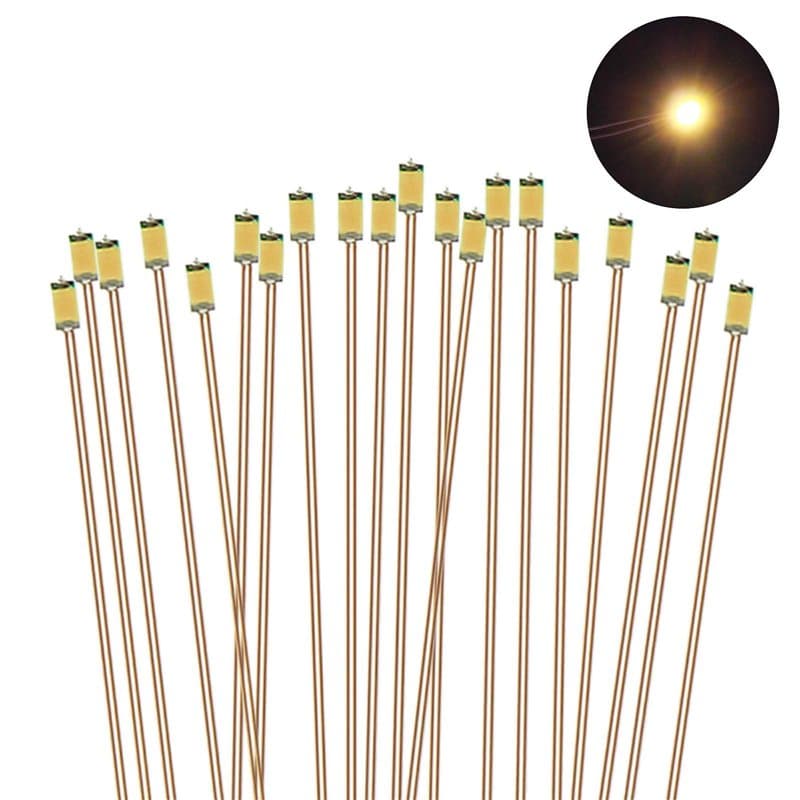Evemodel C0603WM Lot de 20 pré-soudées LED SMD0,1 mm Blanc Chaud 0603…